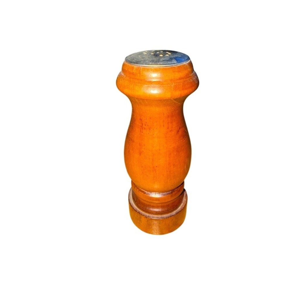 Ikeda Vintage Salt Shaker Brown Mid-Century Modern Refillable 5.5 in‎